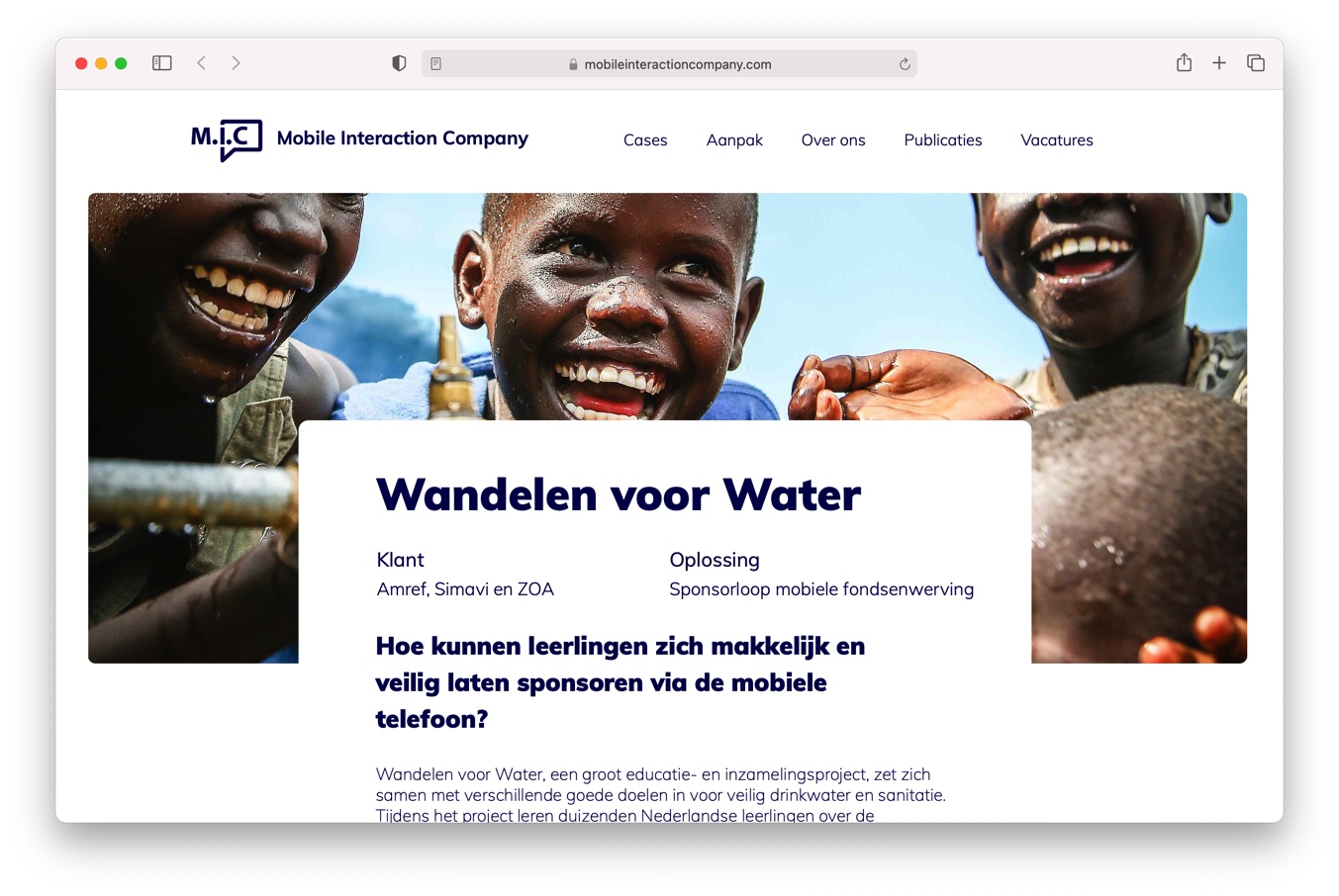 Online campagne MIC Wandelen voor Water